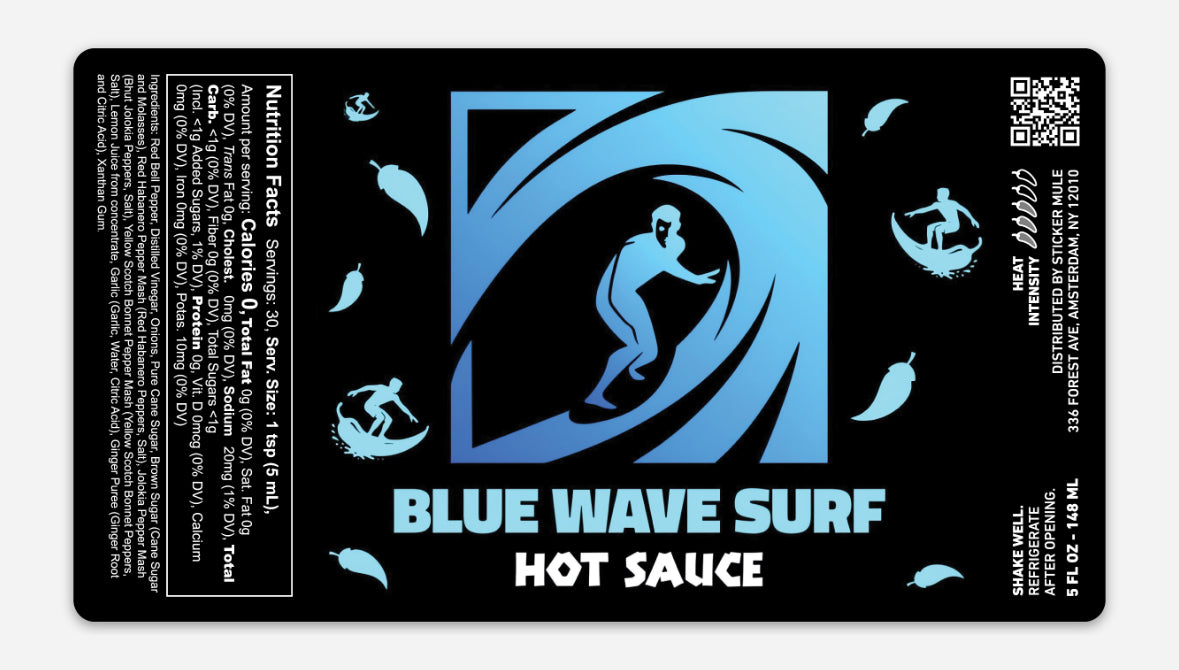 Blue wave surf hot sauce