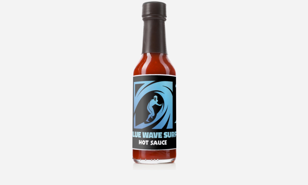 Blue wave surf hot sauce